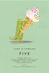 Gator & ice cream - Birthday Invitation